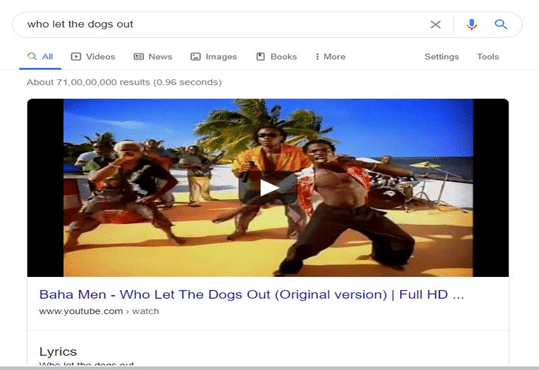 YouTube feature snippet