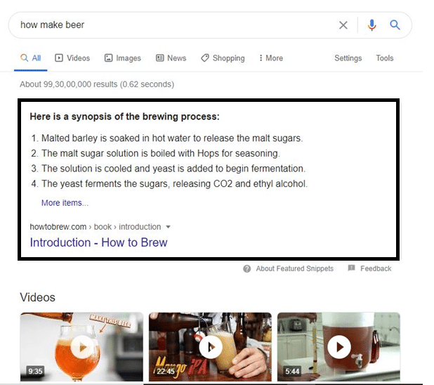 List feature snippet