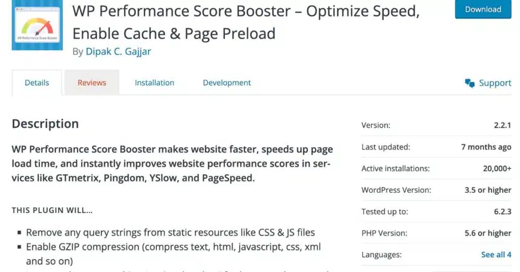 WP Performance Score Booster best WP Rocket alternative
