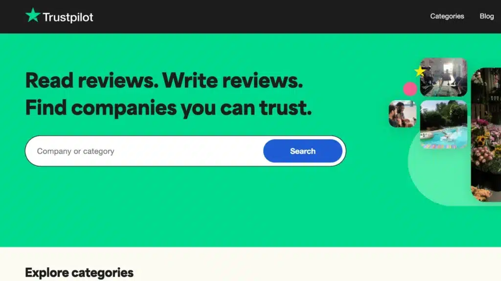 trustpilot review submission site